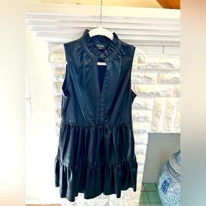 Black “Leather Like” Tiered Mini Dress